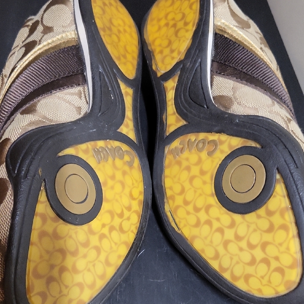 Coach Women's Sneakers in Brown and Gold - Picture 4 of 4
